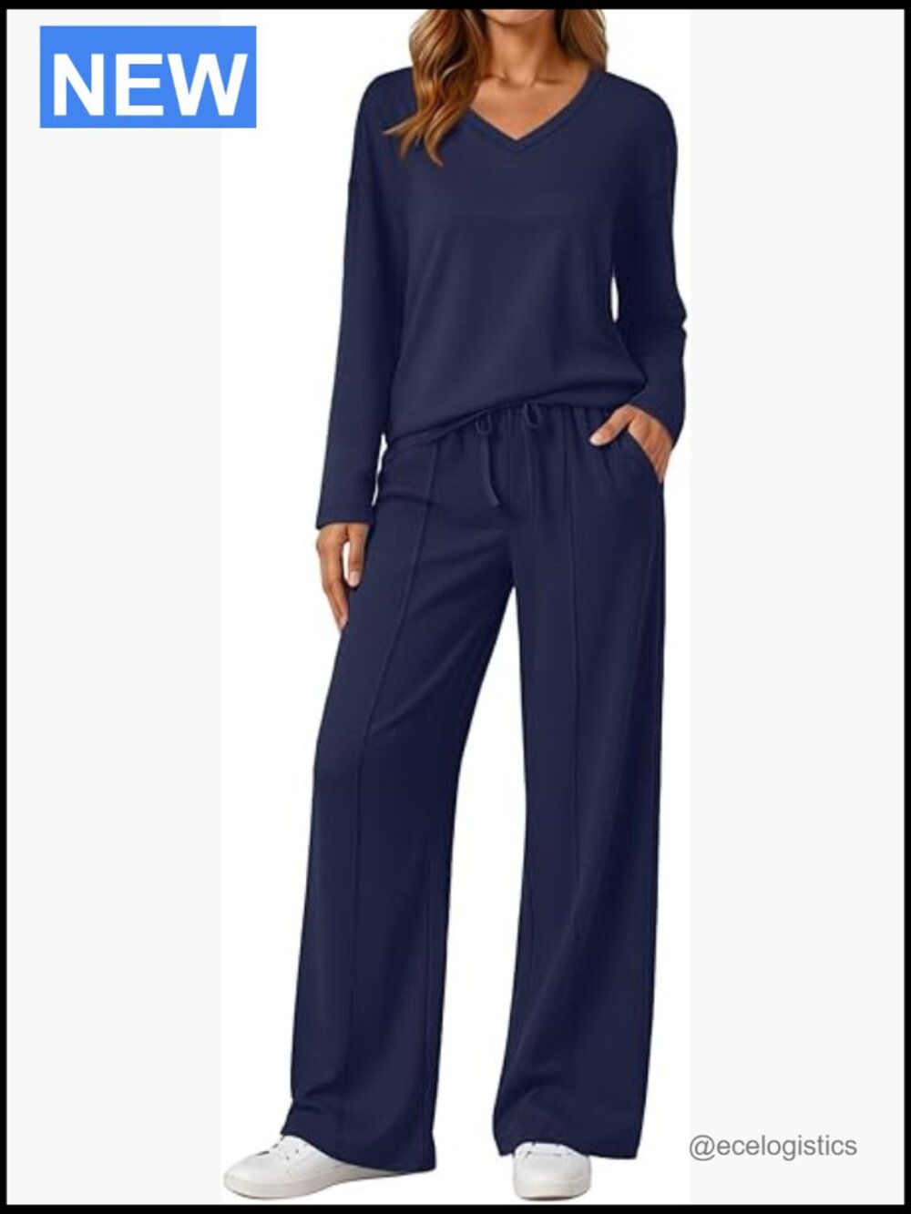 Women’s 2 Piece Lounge Set Wide Leg Pants Travel Track Suit